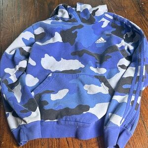 Adidas Blue and‎ Black Camouflage Hoodie